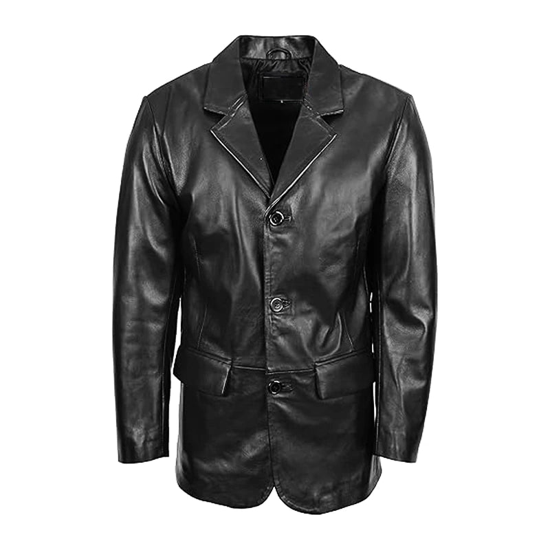 Maverick Black Leather Blazer