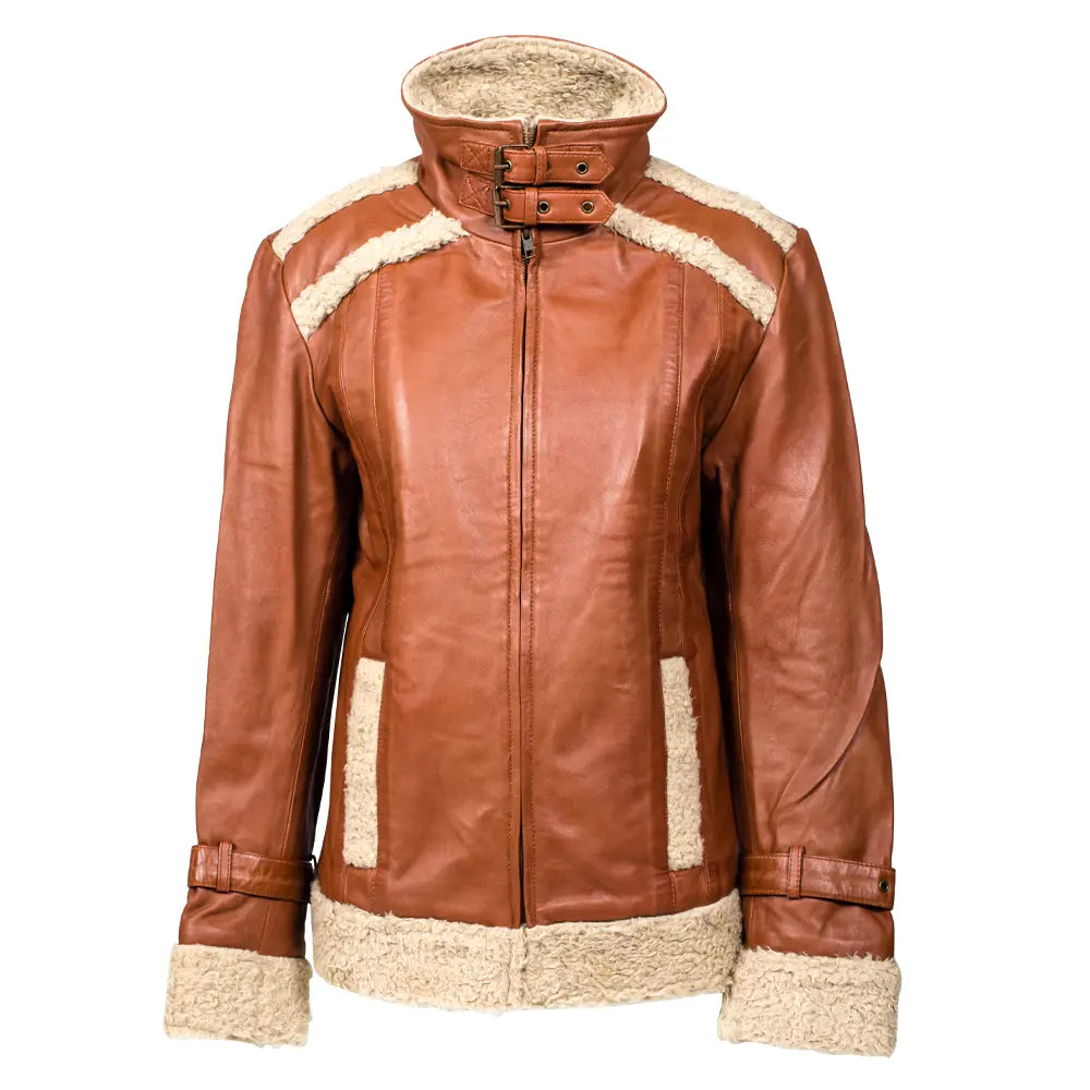 High Collar Fur Leather Jacket